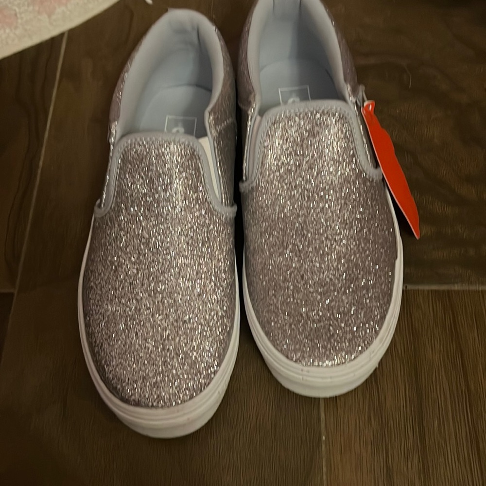 Sz 4 Vans silver glitter